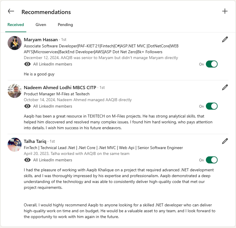 LinkedIn Recommendations